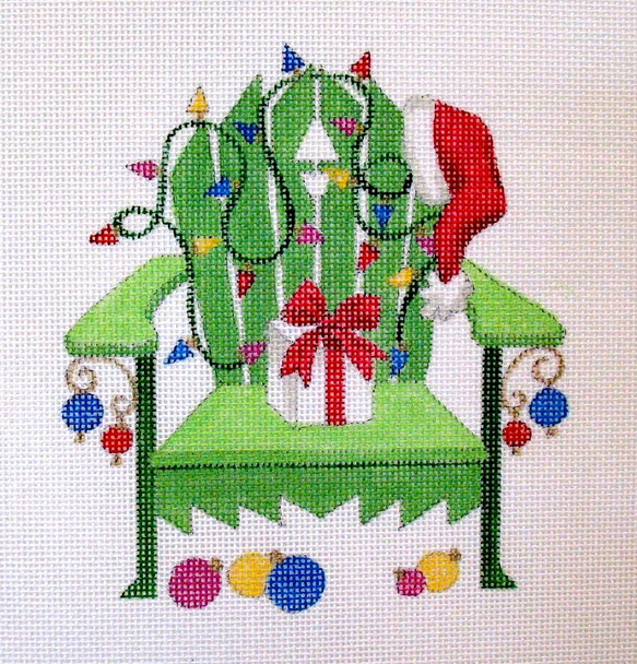 1712 Dec Santa Seat 7 x 7 18 Mesh Adirondack Jane Nichols Needlepoint