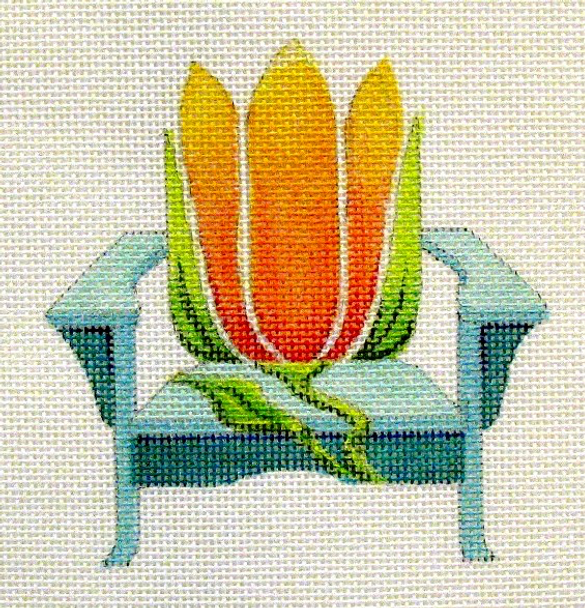 715 Tulip 5 x5 18 Mesh Flower Adirondack Chair Jane Nichols Needlepoint