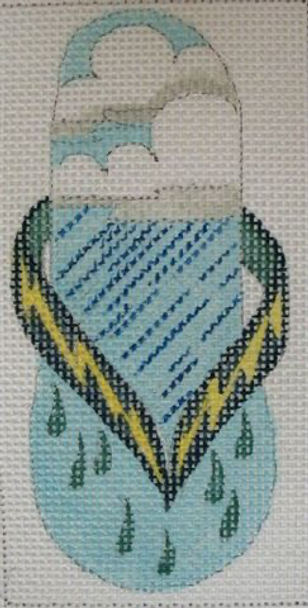 E872 Thunder & Lightening Flip Flop Case 3 x 6 on #13 Mesh Jane Nichols Needlepoint