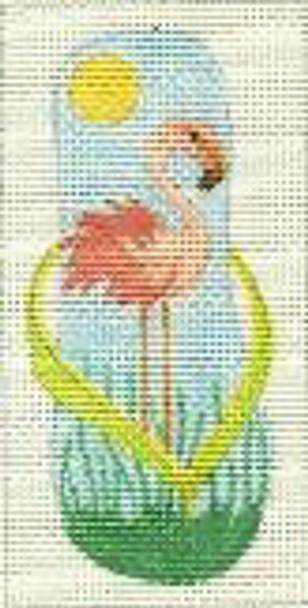 E889 Flamingo Flip Flop Case 3 x 6 on #13 Mesh Jane Nichols Needlepoint