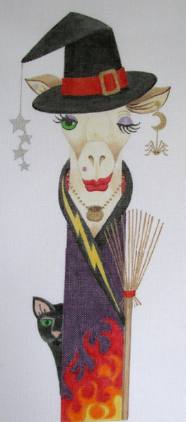 052 High Jinks - Witch 18 Mesh 9 x 21 Giraffe Jane Nichols Needlepoint