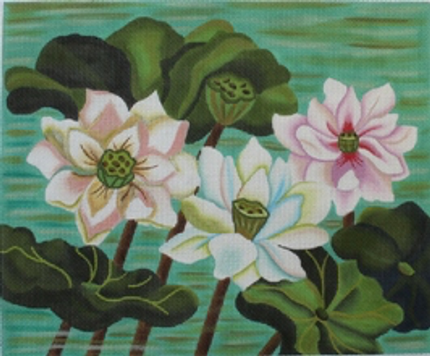 132910 LOTUS POND in Pastels 14 x 12 18 Mesh JULIE THOMPSON