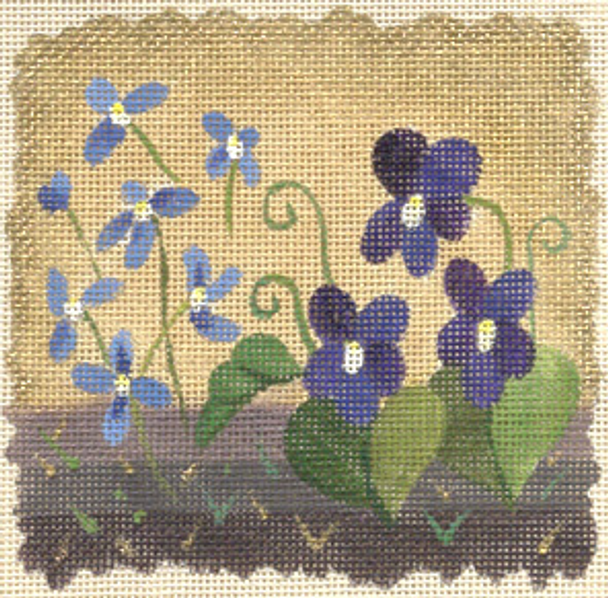 182082 Ivory Woods Violets 5 x 5 18 Mesh JULIE THOMPSON