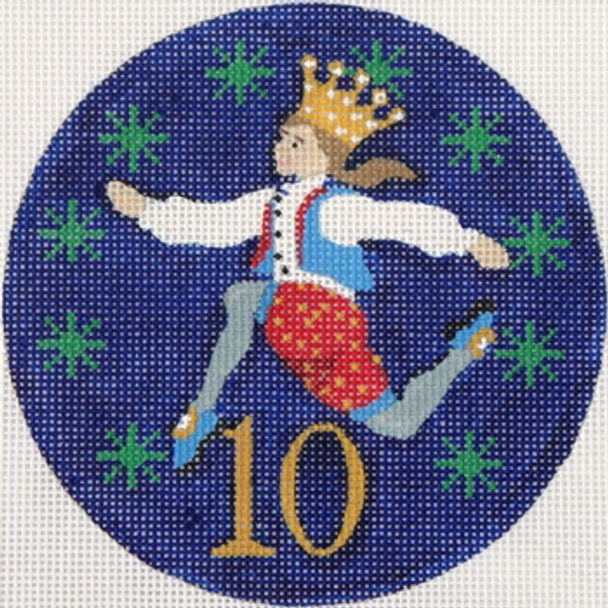 188610 10 Lords Leaping 4.5" diameter 18 Mesh WITH STITCH GUIDE JULIE THOMPSON