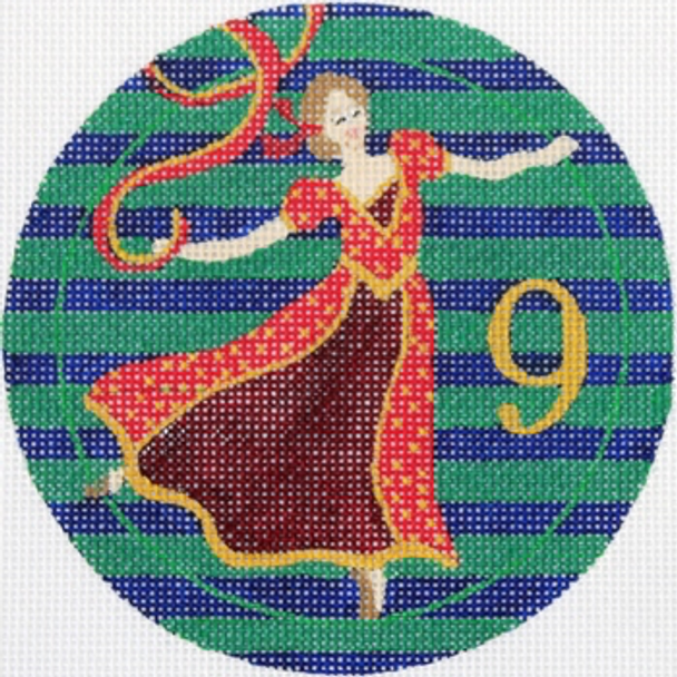 188609 9 Ladies Dancing 4.5" diameter 18 Mesh WITH STITCH GUIDE JULIE THOMPSON