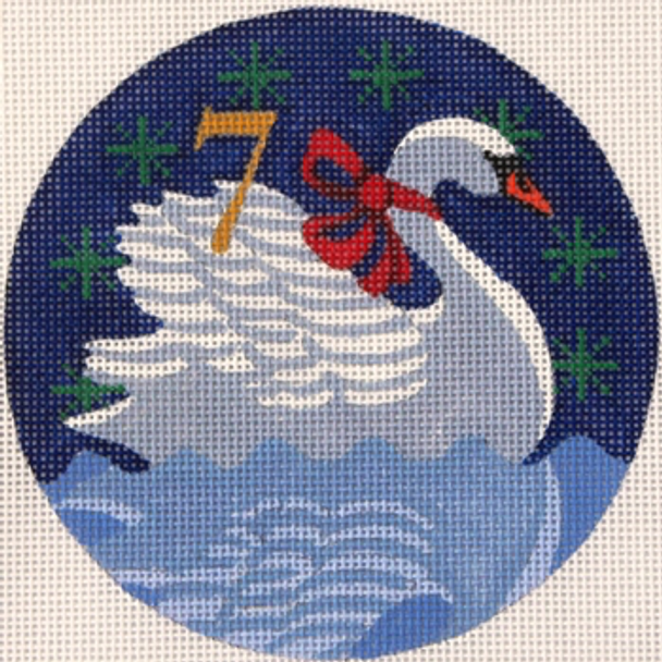 188607 7 Swans Swimming 4.5" diameter 18 Mesh WITH STITCH GUIDE JULIE THOMPSON