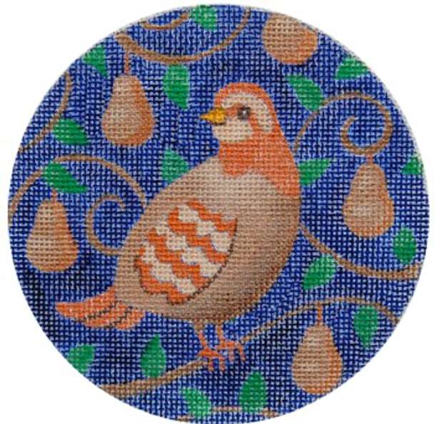 188601 Partridge in Pear Tree 4.5" diameter 13 Mesh WITH STITCH GUIDE JULIE THOMPSON