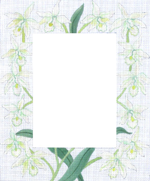 182595 White Orchids  Frame (Photo Opening 5x7) 18 Mesh JULIE THOMPSON