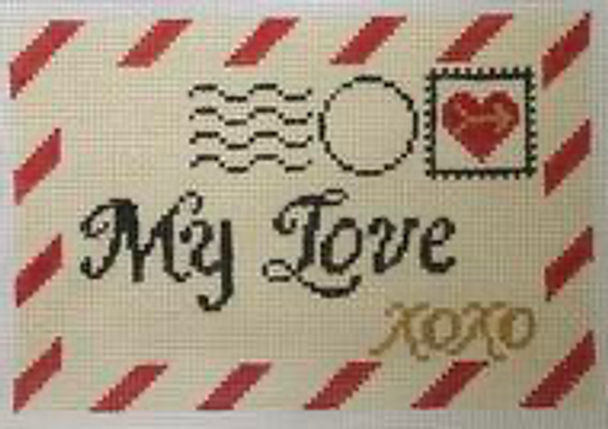 RD 079 Mini Love Letter 18M 3.5"x5.5"  Rachel Donley Needlepoint Designs 