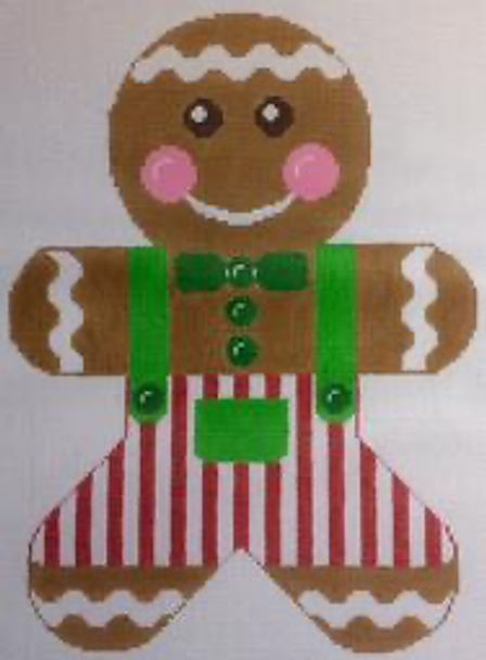 RD 045 Giant Gingerbread Boy Red & Green 13M 12"x9" Rachel Donley Needlepoint Designs