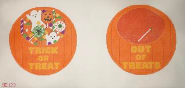 RD 123 Trick or Treat / Out of Treats 13M (2 part)  9" Rounds Rachel Donley Needlepoint Designs