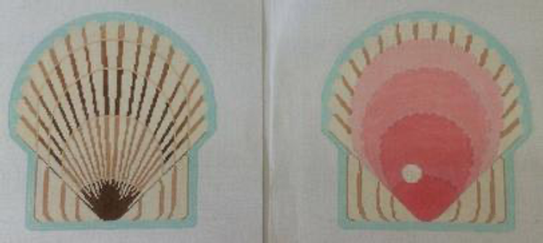 RD 004 Seashell (2 part) 18M 7"x7" Purse Rachel Donley Needlepoint Designs