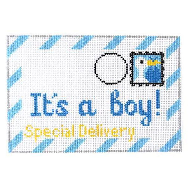 RD 163 Mini It’s a boy! Letter 18M 3.75" x 5.5" Rachel Donley Needlepoint Designs