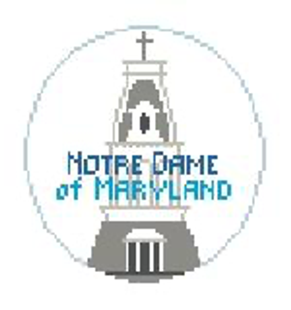 BT888 Notre Dame of Maryland U, Gib  4" Diameter 18 Mesh Kathy Schenkel Designs