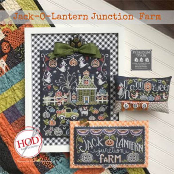 Jack-O-Lantern Junction Farm Sampler 135 x 166, Sign 128 x 65 & Small 105 x 44 by Hands On Design 19-2528 YT