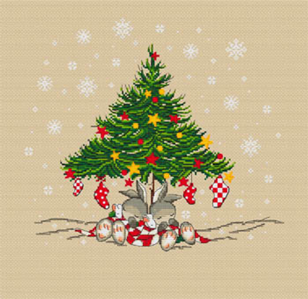 Christmas Bunnies Tree by Les Petites Croix De Lucie 19-2865