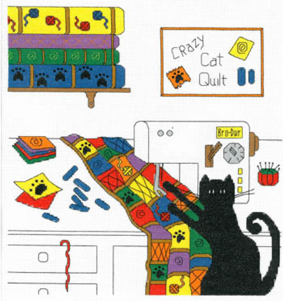 Crazy Quilt Cat 150w x 160h by Imaginating 20-1155 YT