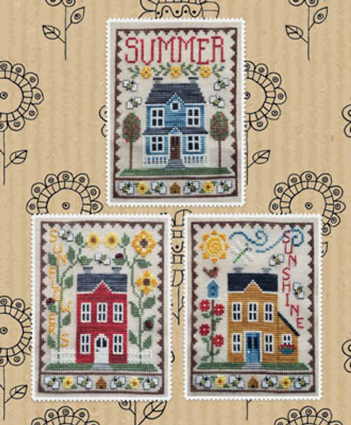 Summer House Trio 61w x 77h by Waxing Moon Designs 19-1787