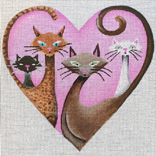 40054	PP	Heart-shaped cats on pink	11 x 11	13 Mesh Patti Mann