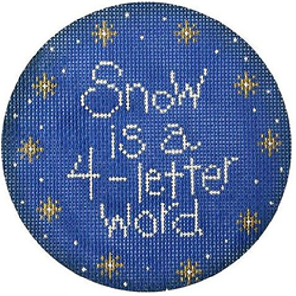 40066	CHR	orn. Snow is a 4-letter word, blue background	4.5 x 4.5	18 Mesh Patti Mann