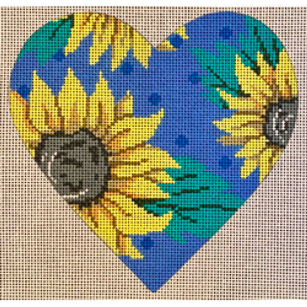 40127	HRT	heart, sunflowers on blue 05 x 05	18 Mesh Patti Mann