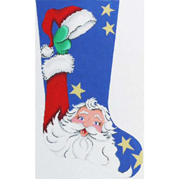 40011	SOCK	Stocking, Santa doffs his hat	14 x 23	13 Mesh Patti Mann
