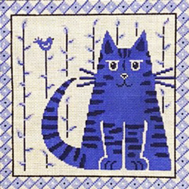 22067	PP	Blue and white cat	10 x 10	13 Mesh Patti Mann