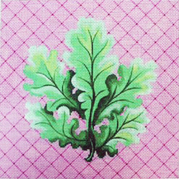 32010	PP	Botanical, Curvy leaves on pink diamonds	10 x 10	13 Mesh Patti Mann