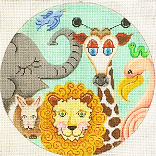 21013	PP	Animal collage round large	12" diam	13	Mesh  Patti Mann