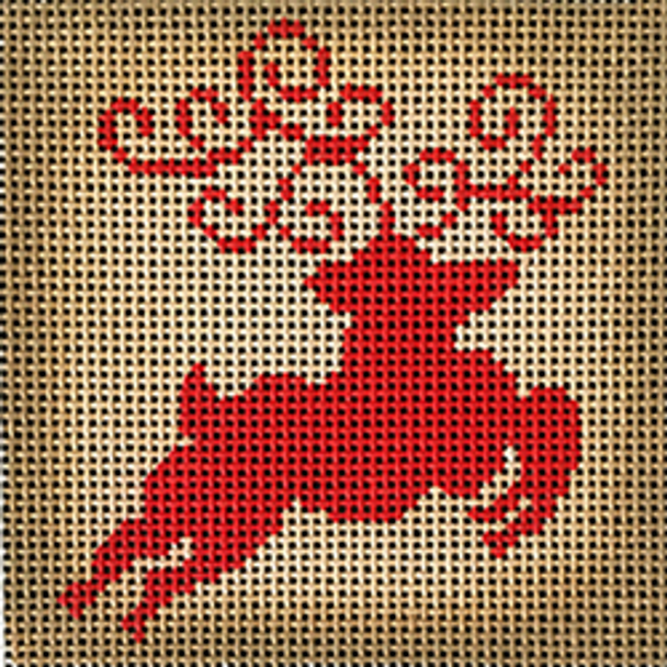 22063	CHR	orn. Reindeer silhouette, right face 4.5 diam 13 Mesh  Patti Mann