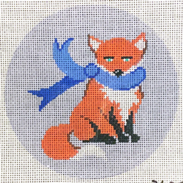 3628	CHR	ornament, sitting fox with blue scarf	4.5" diam	18 Mesh  Patti Mann