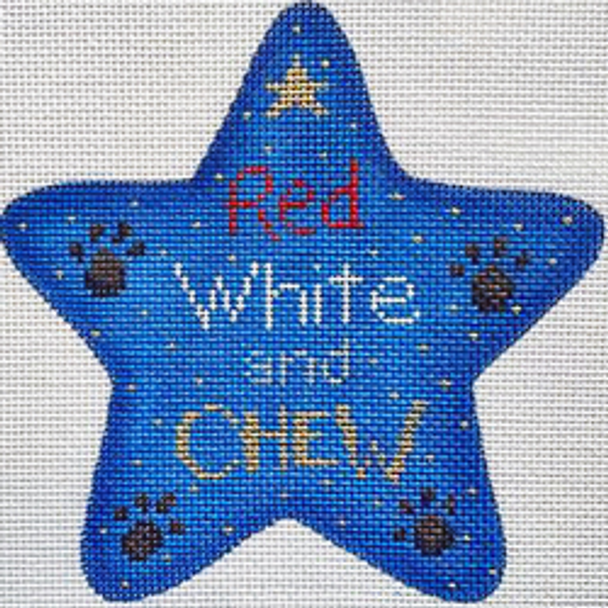 22111	PETS	star ornament, Red, White and CHEW	05 x 05	18 Mesh  Patti Mann