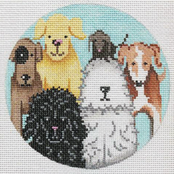 22001	PETS	Doggies round ornament	4.5 x 4.5	18 Mesh  Patti Mann