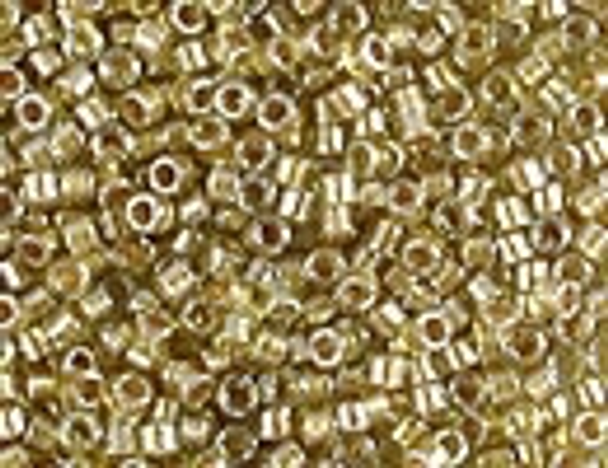 DB0909 Spkl Honey Beige Lined Chartreuse Size 11 Delica Beads Miyuki Embellishing Plus