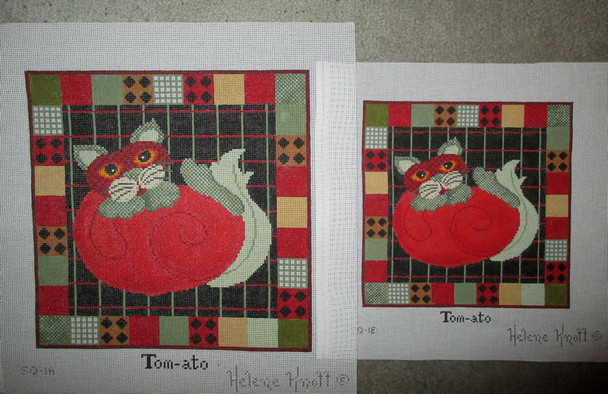 SQ-1 A Tom-ato Cat 11x11	13  Mesh Helene Knott for STORY QUILTS