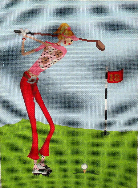 DTK-4 "Doing It With Style C - A Little Golf 8x11 18 Mesh Tapestry Fair DEBBIE TAYLOR-KERMAN