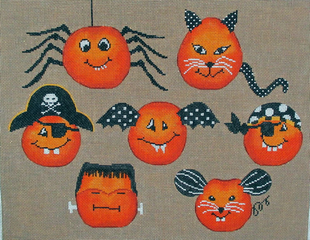 DTK-8	Cheeky Pumpkins	13x10 18 Mesh Tapestry Fair DEBBIE TAYLOR-KERMAN