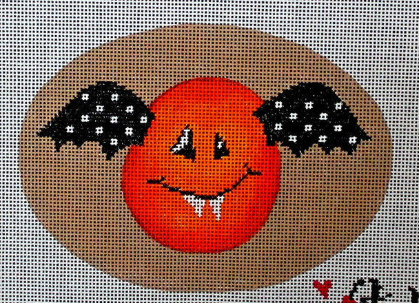 DTK-9 Cheeky Pumpkin Ornament G - Bat 5.5 oval 	18 Mesh Tapestry Fair DEBBIE TAYLOR-KERMAN
