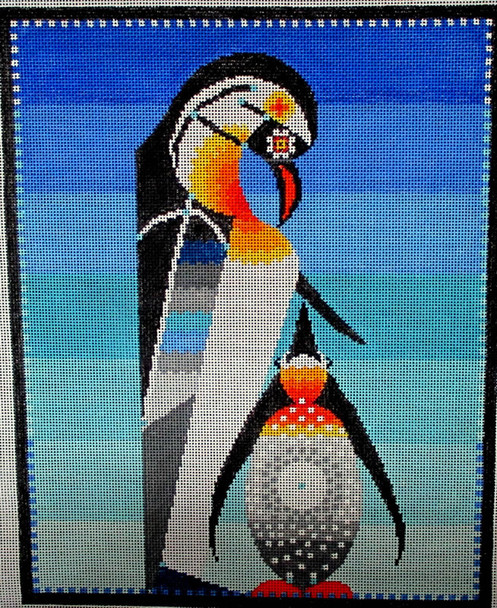 DB-11	Mother's Day Penguins 9x11  18 Mesh Tapestry Fair DOMINIC  BORBEAU