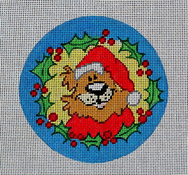 DAN-2 A - Bear Christmas Ornament  4.75 d	18 Mesh DAN ELDER DESIGNS