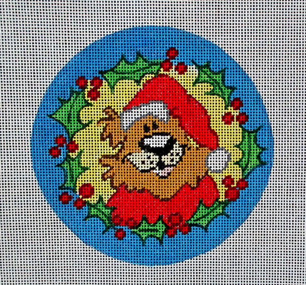 DAN2A Bear Christmas Ornament  4.75 d	18 Mesh DAN ELDER DESIGNS