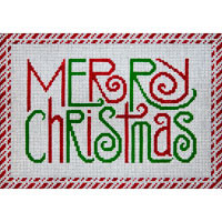 CHRISTMAS X229 Merry Christmas w/Candy Cane Border 7 x 10.5 13 Mesh JP Needlepoint