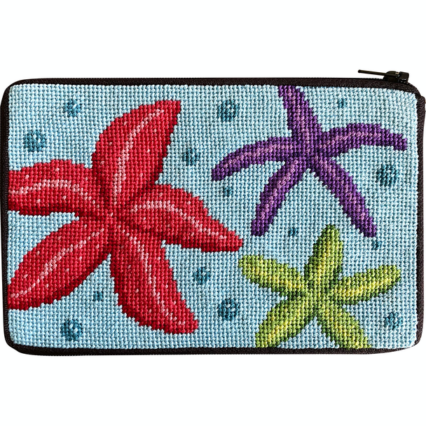 SZ639 Starfish Alice Peterson Stitch And Zip NEEDLEPOINT PURSE 