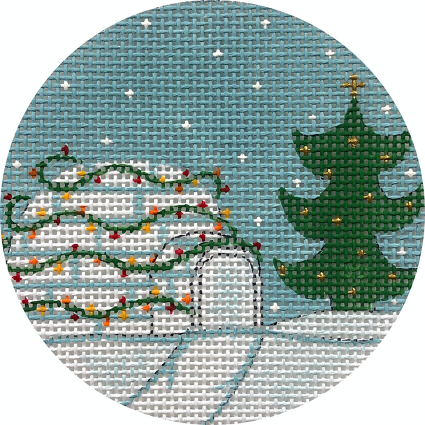 APX404 Christmas Igloo 13 mesh 4" ROUND Alice Peterson Designs
