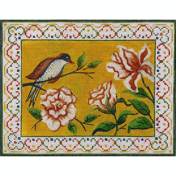 4190 Finch & Flower Mahjongg 18 mesh 7.75 x 6  Alice Peterson Designs