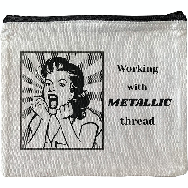 PO102 Metallic Threads Needlepoint cotton canvas Pouch Alice Peterson