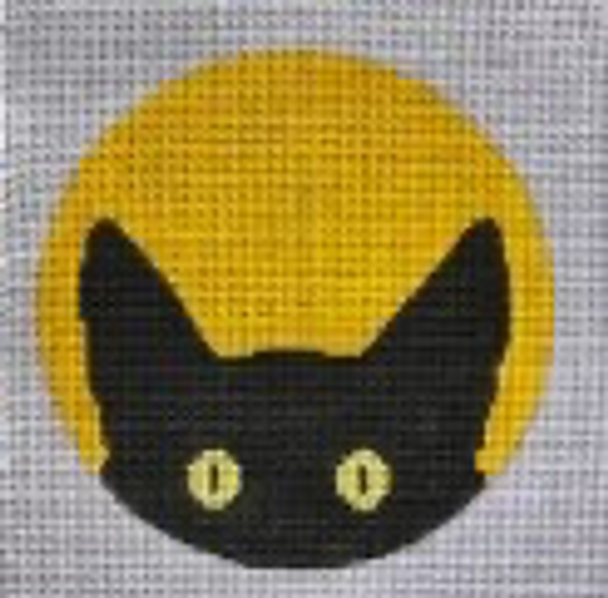 C102R  Peeky Kitty - 4" round 18 Mesh EyeCandy Needleart