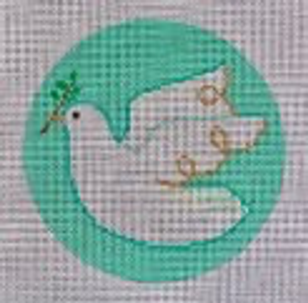 CH412 Peace Dove Ornament 4 5/8 round EyeCandy Needleart