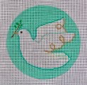 CH412 Peace Dove Ornament 4 5/8 Round 18 Mesh EyeCandy Needleart