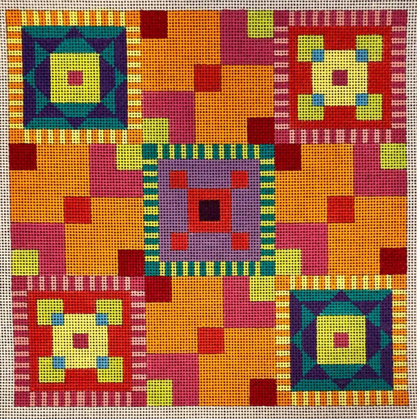 G100A-13 Tropic Colors Maze 13 count 9.5 x9.75 EyeCandy Needleart